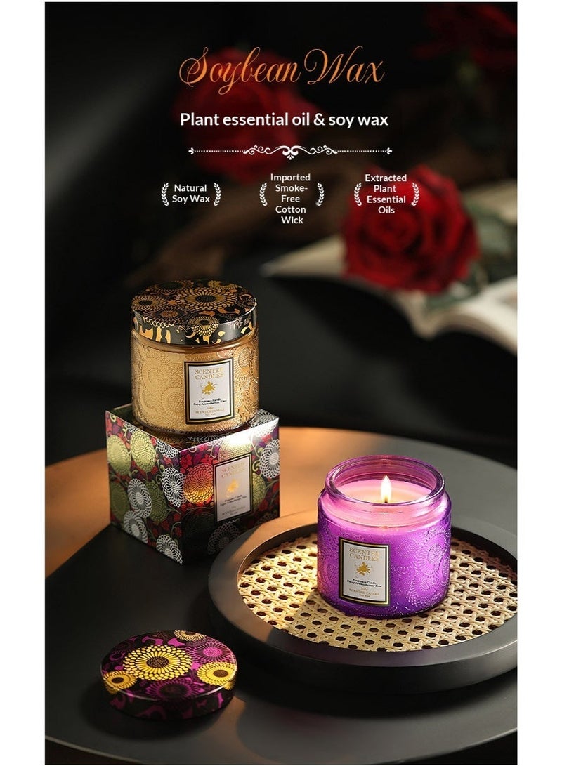 Embossed Scented Candle Glass in Jar,230G Perfume Floral Soy Wax Aroma Candle for Wedding Anniversaries Birthday Holiday Home Decor,Prefect Gift for Meditation Stress Relief Mood - Image 5